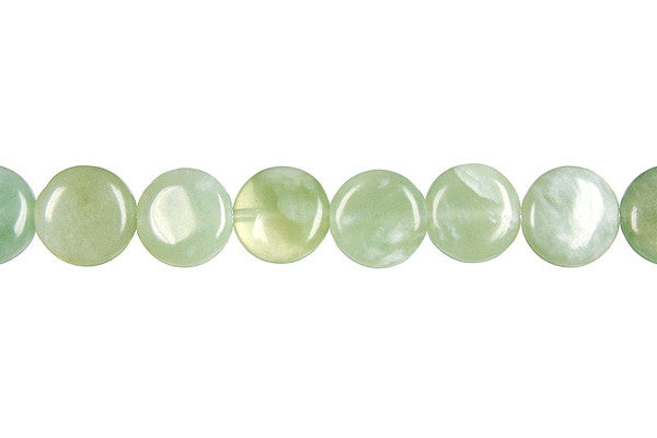New Jade Beads - Coin - 12x12mm - 16-inch - unbranded beads for jewelry making