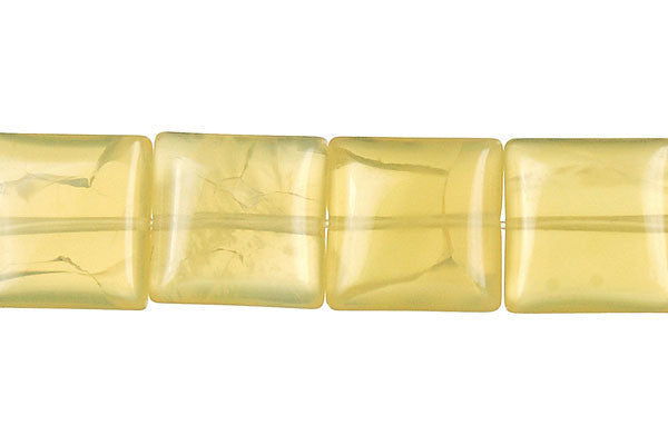 Yellow Opal Beads - Flat Square (Light A) - 14x14mm - 16-inch - unbranded beads for jewelry making