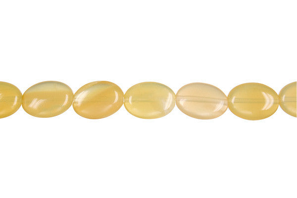 Yellow Opal Beads - Flat Oval (Light A) - 8x12mm - 16-inch - unbranded beads for jewelry making