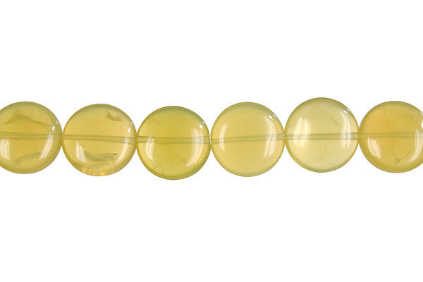 Yellow Opal Beads - Button (Light A) - 14x14mm - 16-inch - unbranded beads for jewelry making