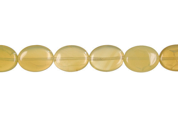 Yellow Opal Beads - Flat Oval (Light A) - 10x14mm - 16-inch - unbranded beads for jewelry making