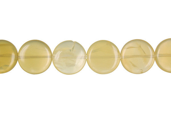 Yellow Opal Beads - Button (Light A) - 16x16mm - 16-inch - unbranded beads for jewelry making
