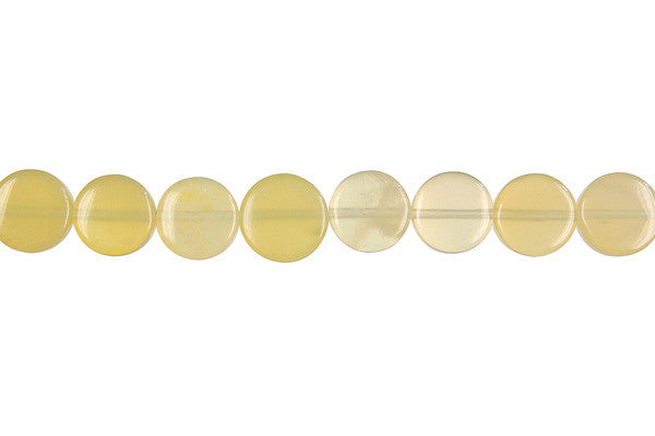 Yellow Opal Beads - Coin (Light A) - 10x10mm - 16-inch - unbranded beads for jewelry making