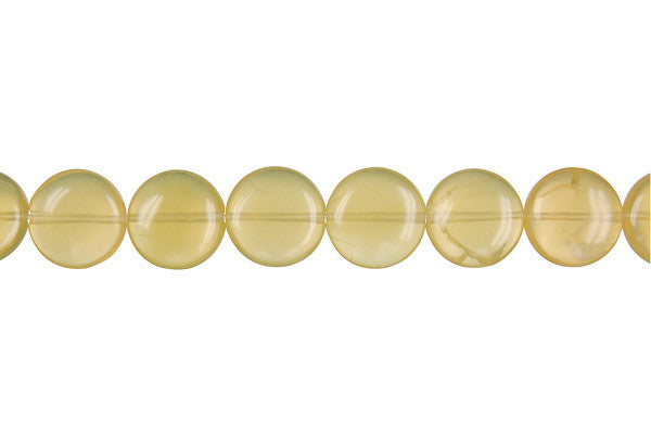 Yellow Opal Beads - Button (Light A) - 12x12mm - 16-inch - unbranded beads for jewelry making