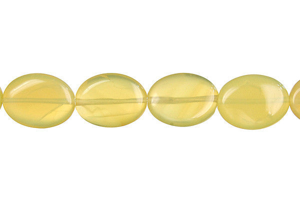 Yellow Opal Beads - Flat Oval (Light A) - 12x16mm - 16-inch - unbranded beads for jewelry making