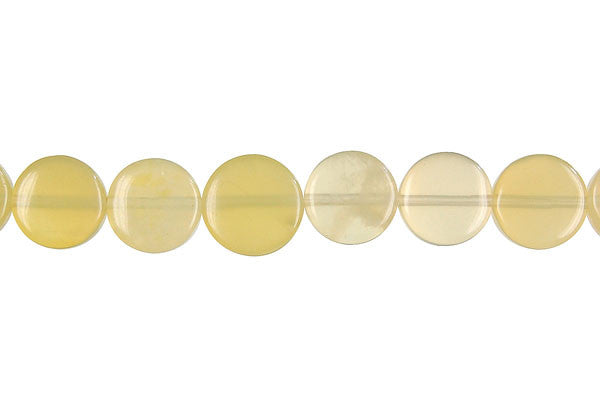 Yellow Opal Beads - Coin (Light A) - 8x8mm - 16-inch - unbranded beads for jewelry making