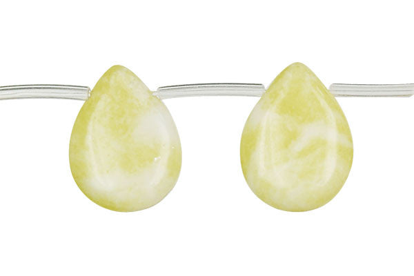 Lemon Jade Beads - Flat Briolette - 13x18mm - 16-inch - unbranded beads for jewelry making