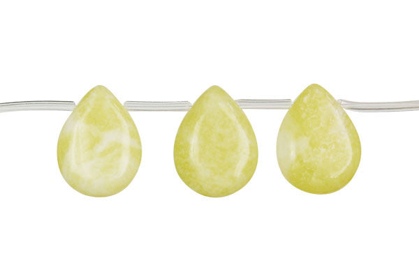 Lemon Jade Beads - Flat Briolette - 10x14mm - 16-inch - unbranded beads for jewelry making