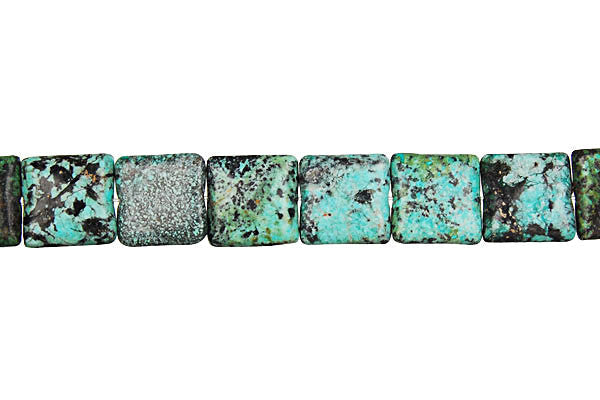 African Turquoise Beads - Dark) Square - 12x12mm - 16-inch - unbranded beads for jewelry making