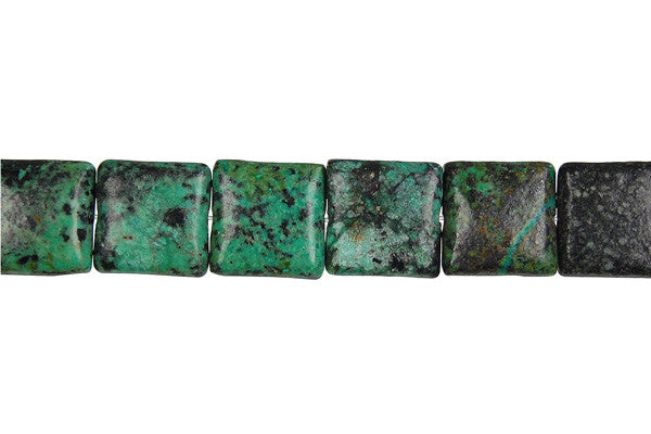 African Turquoise Beads - Dark) Square - 14x14mm - 16-inch - unbranded beads for jewelry making