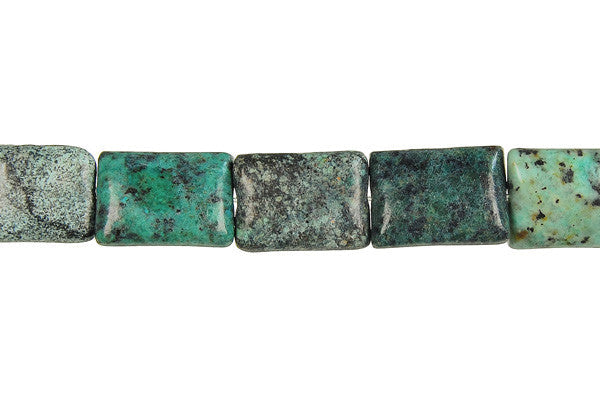 African Turquoise Beads - Dark) Flat Rectangle (Light) - 13x18mm - 16-inch - unbranded beads for jewelry making
