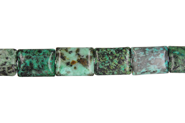 African Turquoise Beads - Dark) Flat Rectangle (Dark) - 12x16mm - 16-inch - unbranded beads for jewelry making