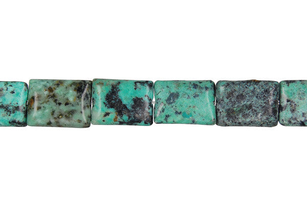 African Turquoise Beads - Dark) Flat Rectangle (Light) - 12x16mm - 16-inch - unbranded beads for jewelry making
