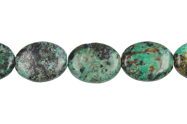 African Turquoise Beads - Dark) Flat Oval - 13x18mm - 16-inch - unbranded beads for jewelry making