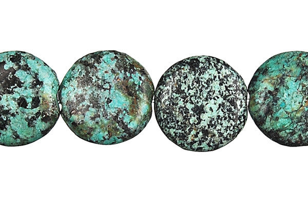 African Turquoise Beads - Dark) Coin - 16x16mm - 16-inch - unbranded beads for jewelry making