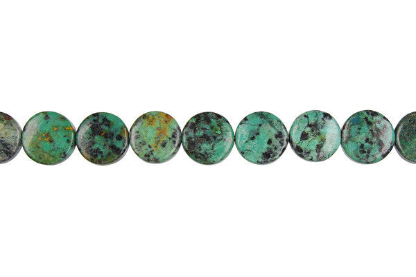 African Turquoise Beads - Dark) Coin - 10x10mm - 16-inch - unbranded beads for jewelry making