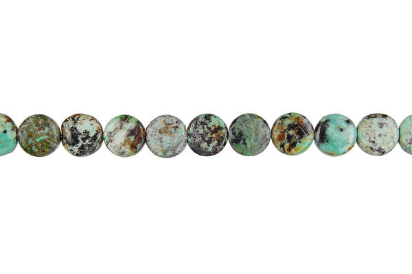 African Turquoise Beads - Dark) Coin - 8x8mm - 16-inch - unbranded beads for jewelry making