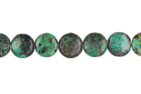 African Turquoise Beads - Dark) Coin - 14x14mm - 16-inch - unbranded beads for jewelry making