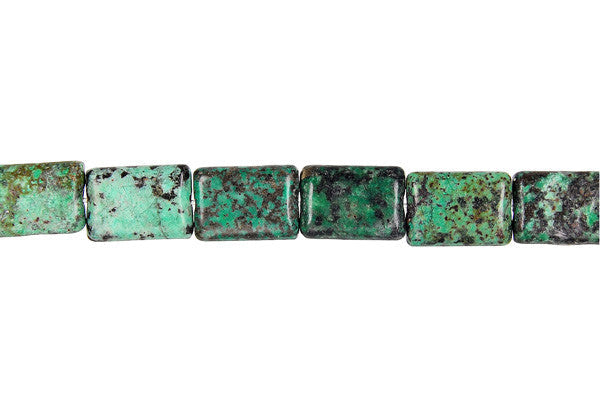 African Turquoise Beads - Dark) Flat Rectangle - 10x14mm - 16-inch - unbranded beads for jewelry making