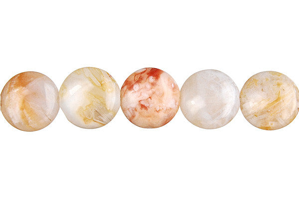Bamboo Leaf Agate Beads - Coin - 10x10mm - 16-inch - unbranded beads for jewelry making