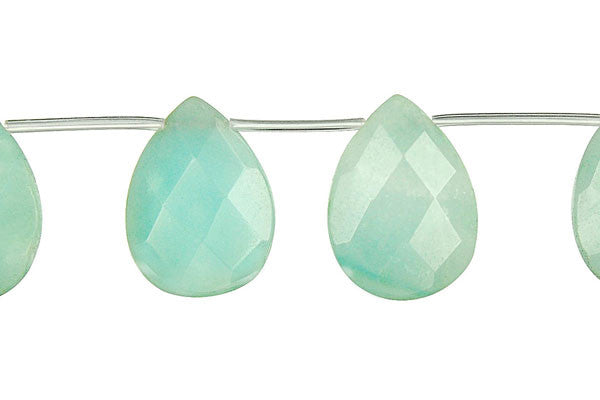 Amazonite Beads - Faceted Flat Briolette (Light) - 13x18mm - 16-inch - unbranded beads for jewelry making