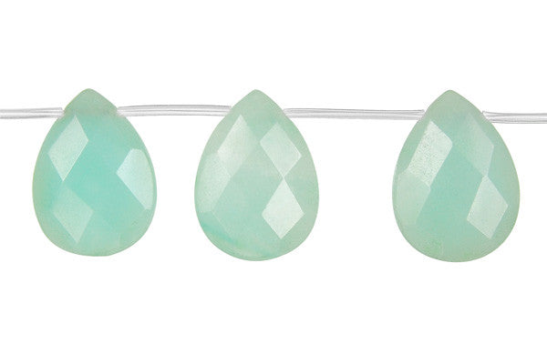Amazonite Beads - Faceted Flat Briolette (Light) - 18x25mm - 8-inch - unbranded beads for jewelry making