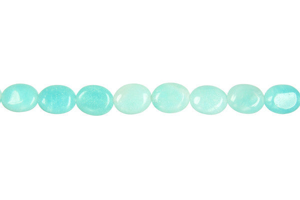 Amazonite Beads - Flat Oval (Light) - 8x10mm - 16-inch - unbranded beads for jewelry making