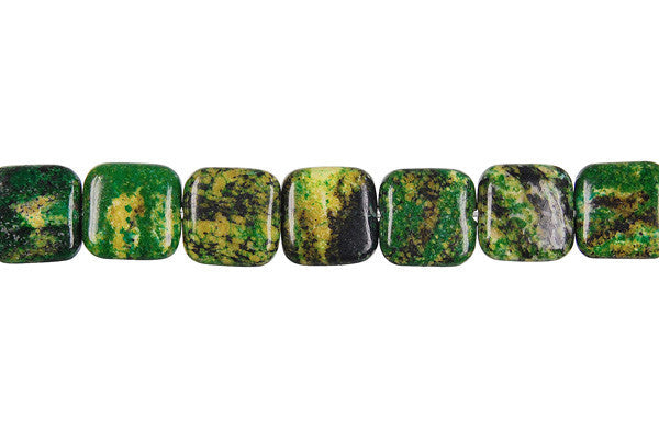Turquoise Beads - Yellow and Green Turquoise Square - 12x12mm - 16-inch - unbranded beads for jewelry making