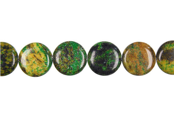 Turquoise Beads - Yellow and Green Turquoise Coin - 16x16mm - 16-inch - unbranded beads for jewelry making