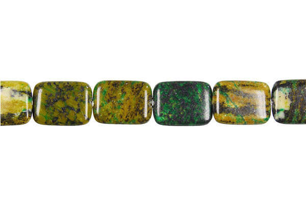Turquoise Beads - Yellow and Green Turquoise Flat Rectangle - 12x16mm - 16-inch - unbranded beads for jewelry making