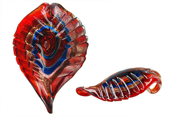 Lampwork Art Glass Leaf Pendants - 48 Styles