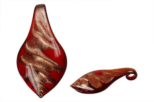 Lampwork Art Glass Smooth Leaf Pendants - 52 Styles