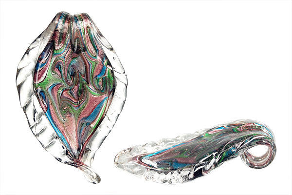 Lampwork Art Glass Leaf Pendants - 48 Styles