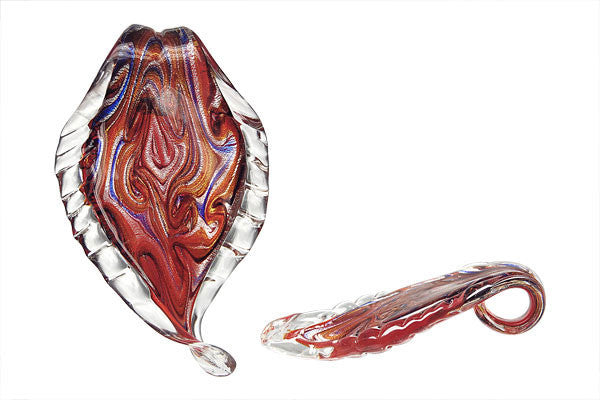 Lampwork Art Glass Leaf Pendants - 48 Styles