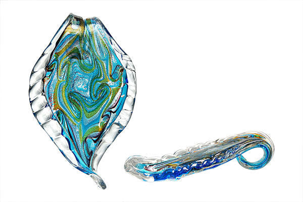 Lampwork Art Glass Leaf Pendants - 48 Styles