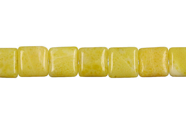 Lemon Jade Beads - Flat Square - 10x10mm - 16-inch - unbranded beads for jewelry making