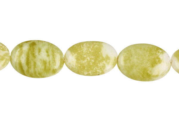 Lemon Jade Beads - Flat Oval - 13x18mm - 16-inch - unbranded beads for jewelry making
