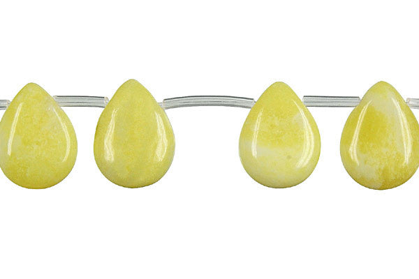 Lemon Jade Beads - Flat Briolette - 12x16mm - 16-inch - unbranded beads for jewelry making