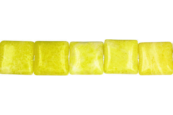 Lemon Jade Beads - Flat Square (A) - 12x12mm - 16-inch - unbranded beads for jewelry making