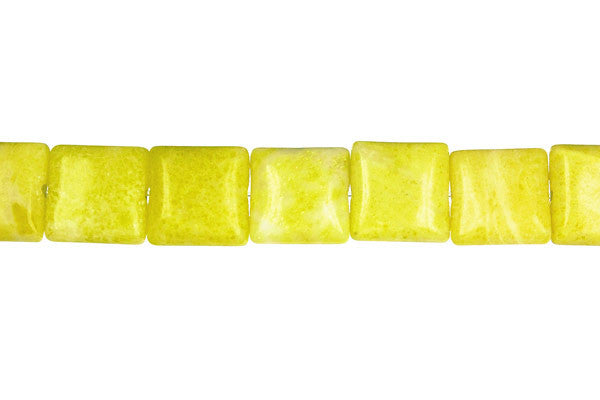 Lemon Jade Beads - Flat Square (A) - 10x10mm - 16-inch - unbranded beads for jewelry making