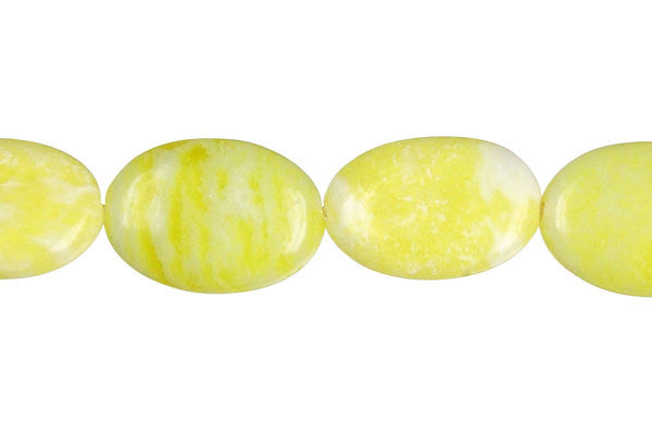 Lemon Jade Beads - Flat Oval (A) - 15x20mm - 16-inch - unbranded beads for jewelry making