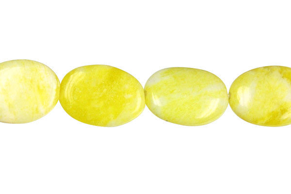 Lemon Jade Beads - Flat Oval (A) - 13x18mm - 16-inch - unbranded beads for jewelry making