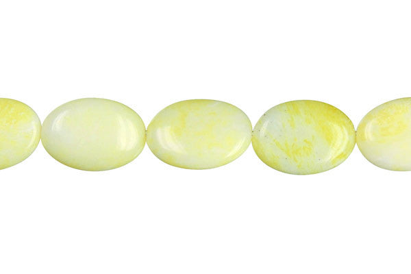 Lemon Jade Beads - Flat Oval (A) - 12x16mm - 16-inch - unbranded beads for jewelry making