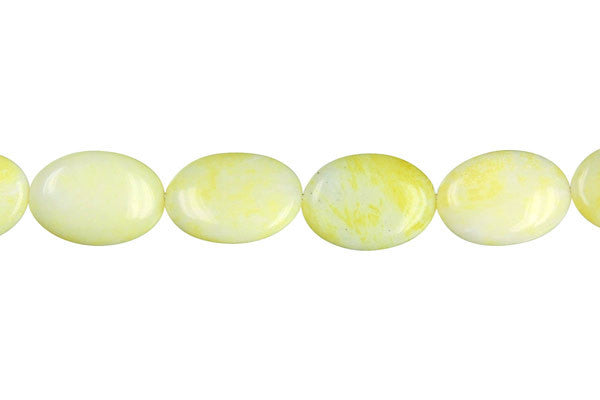 Lemon Jade Beads - Flat Oval (A) - 10x14mm - 16-inch - unbranded beads for jewelry making