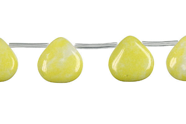Lemon Jade Beads - Flat Heart Briolette (A) - 15x15mm - 16-inch - unbranded beads for jewelry making