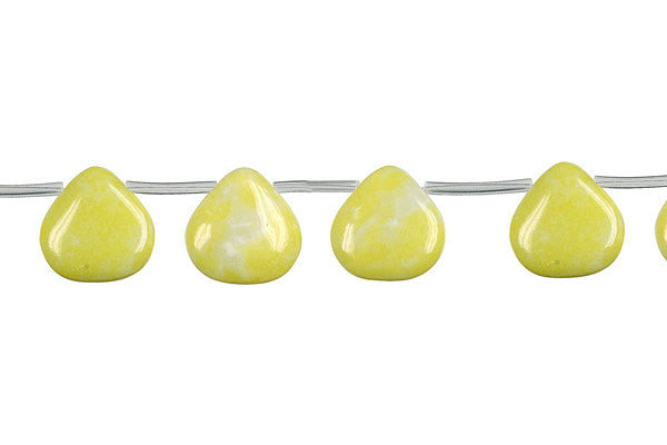 Lemon Jade Beads - Flat Heart Briolette (A) - 10x10mm - 16-inch - unbranded beads for jewelry making