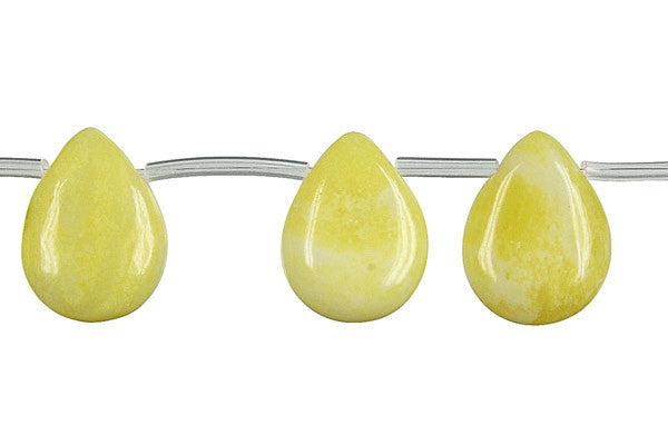 Lemon Jade Beads - Flat Briolette (A) - 13x18mm - 16-inch - unbranded beads for jewelry making