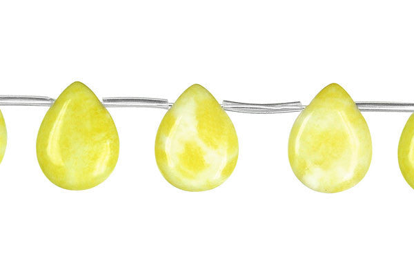 Lemon Jade Beads - Flat Briolette (A) - 12x16mm - 16-inch - unbranded beads for jewelry making