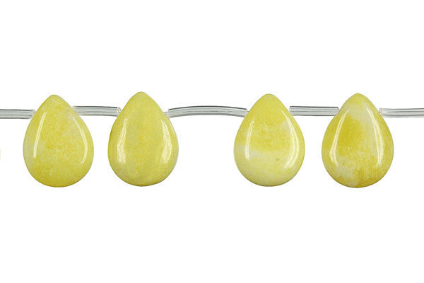 Lemon Jade Beads - Flat Briolette (A) - 10x14mm - 16-inch - unbranded beads for jewelry making