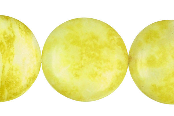 Lemon Jade Beads - Coin (A) - 30x30mm - 16-inch - unbranded beads for jewelry making